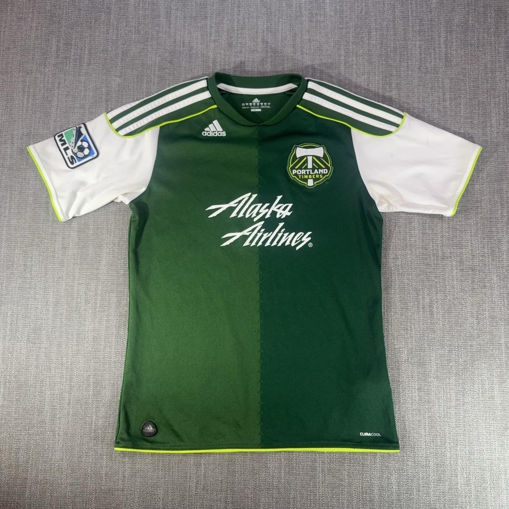Portland Timbers Jersey Boys Large Green MLS Soccer Adidas ClimaCool Alaska